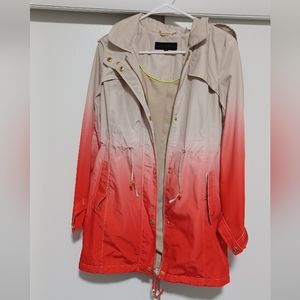 Steve Madden Coral and Tan Ombre Rain Jacket